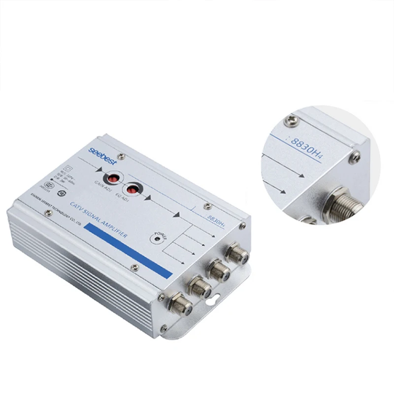 AC 220V ЕС вилка 30 дБ регулируемый кабель 45-860MHz 2W ТВ усилитель сигнала 1 в 4 Out CA |
