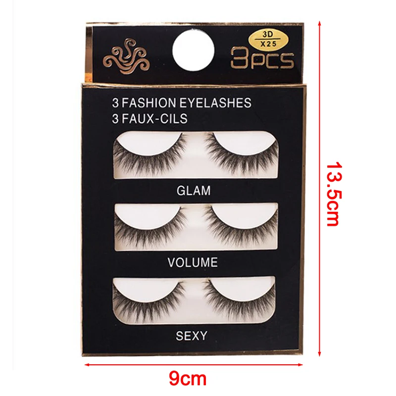 

3 пары натуральных искусственных длинных ресниц для макияжа 3d норковые ресницы