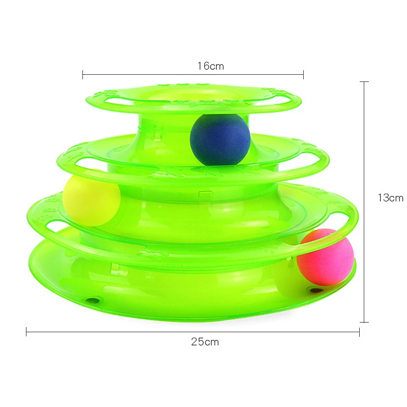 

Kitten Three Levels Pet Cat Toy Tower Tracks Disc Cat Intelligence Amusement Triple Disc Cat Toys Ball Training Amusement Plate