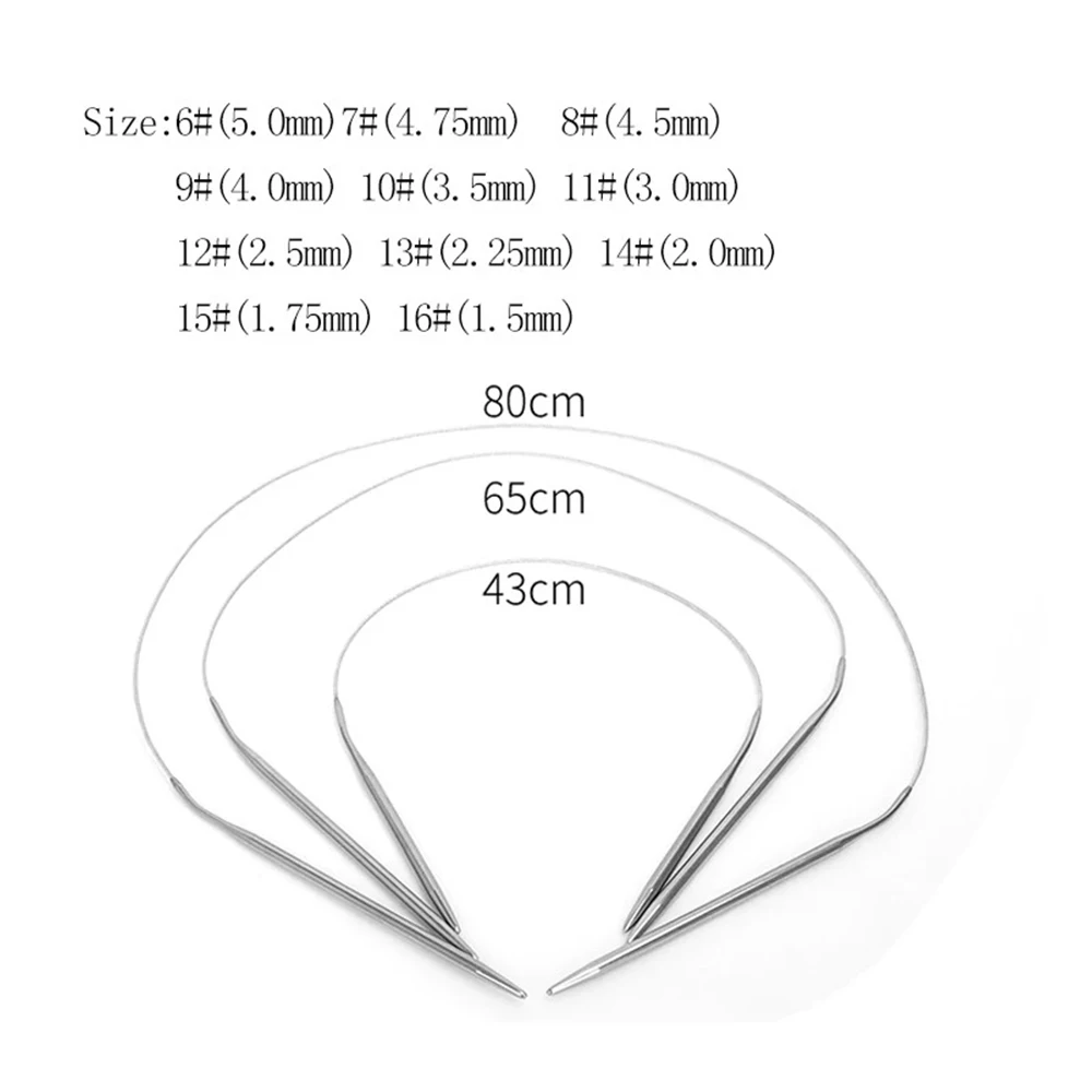 11 размеров круговые спицы из нержавеющей стали набор швейных игл для рукоделия