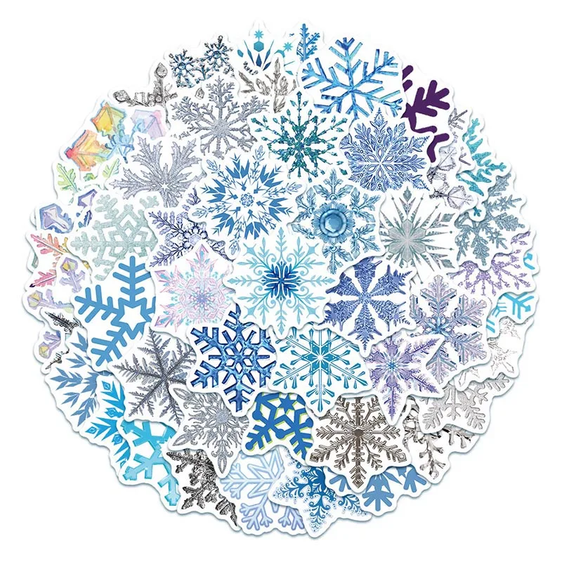 

50 шт., водостойкие наклейки в виде снежинок для ноутбука, гитары, багажа, велосипеда