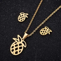 2021 wholesale stainless steel necklace for women lovers gold and silver color pineapple pendant necklace engagement jewelry