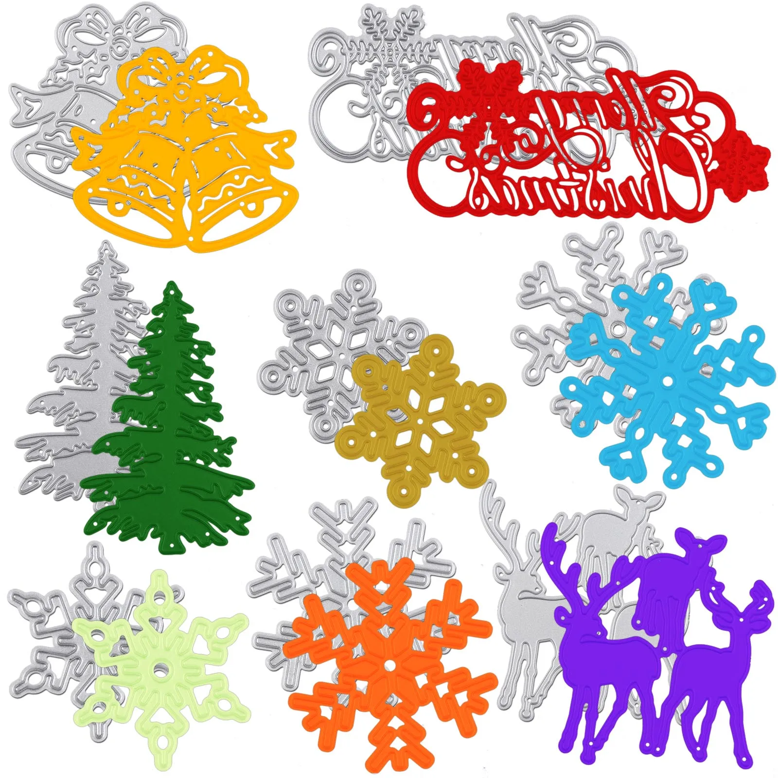 

8 PCS Christmas Cutting Dies Christmas Tree Snowflake Deer DIY Scrapbooking Album Stamp Paper Card Embossing