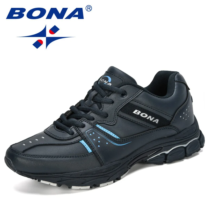 

BONA 2019 New Designers Cow Split Running Shoes Outdoor Sports Shoe Men Sneakers Shoes Athletic Training Footwear Man Comfortabe