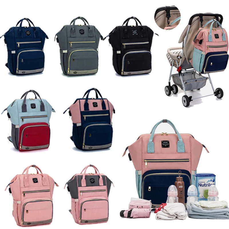 Сумка для мам Lequeen с USB брендовая вместительная Детская сумка подгузников