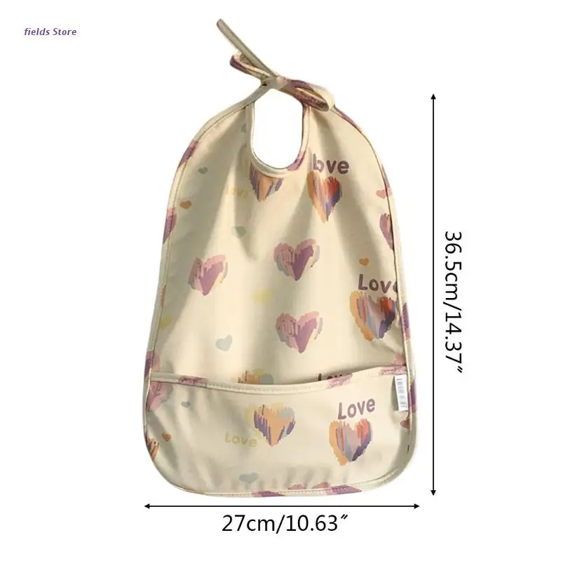 

Cartoon Printed Waterproof Bib with Pocket Baby Feeding Apron Smock Burp Cloth