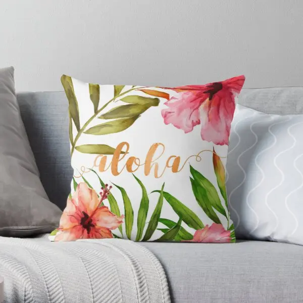 

Aloha Tropical Hawaiian Floral Watercolo Soft Decorative Throw Pillow Cover for Home Pillows NOT Included