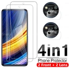 4 в 1 9D чехол из закаленного стекла для xiaomi poco x3 pro x3 nfc Защитная пленка для объектива камеры Poco x3 x 3 pro nfc x3pro стеклянный чехол