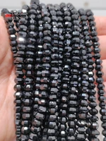 natural stone faceted black spinel beads small section loose spacer for jewelry making diy necklace bracelet 15 2x4mm 3x5mm