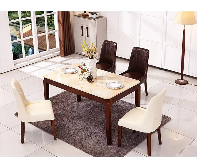 Обеденный стул из цельного дерева домашний простой кожаный художественный