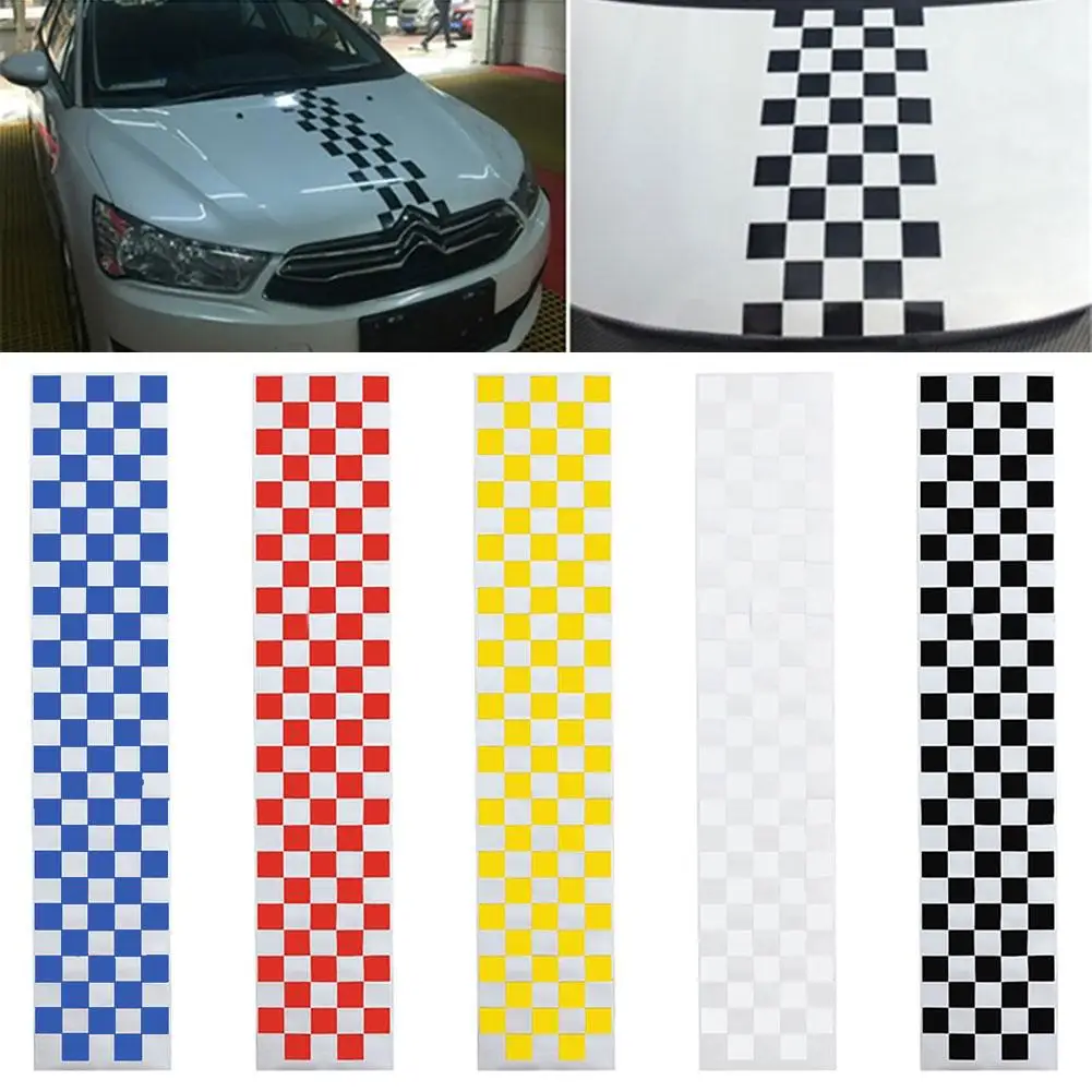 

Checkerboard Sporty Car-Styling Vehicle Hood Reflective Decals Sticker Decor Car Decals Sticker Decor Sticker Car Sticker Decor