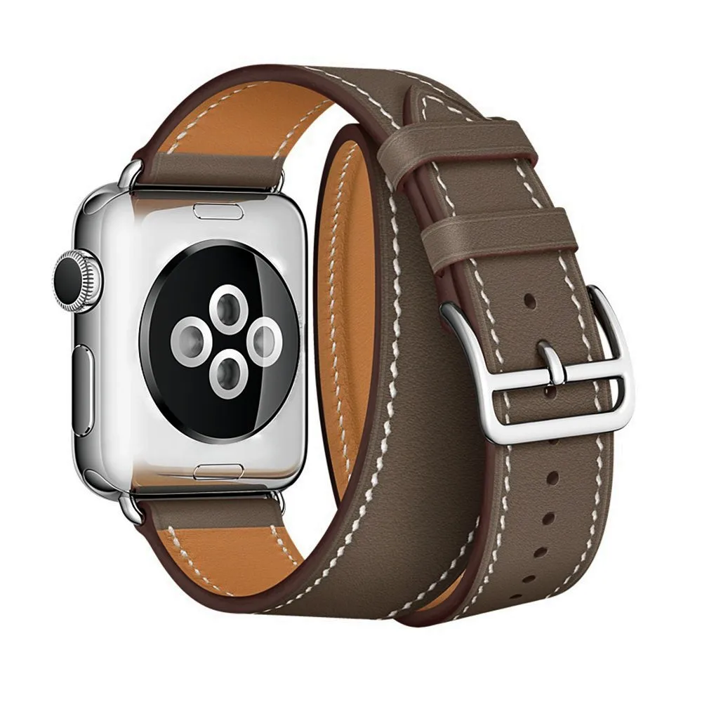 Двойная кожаная Петля для Apple Watch Band SE7 6 5 42/38 мм 45 сверхдлинный ремешок iWatch 4 3 2 1 Correa