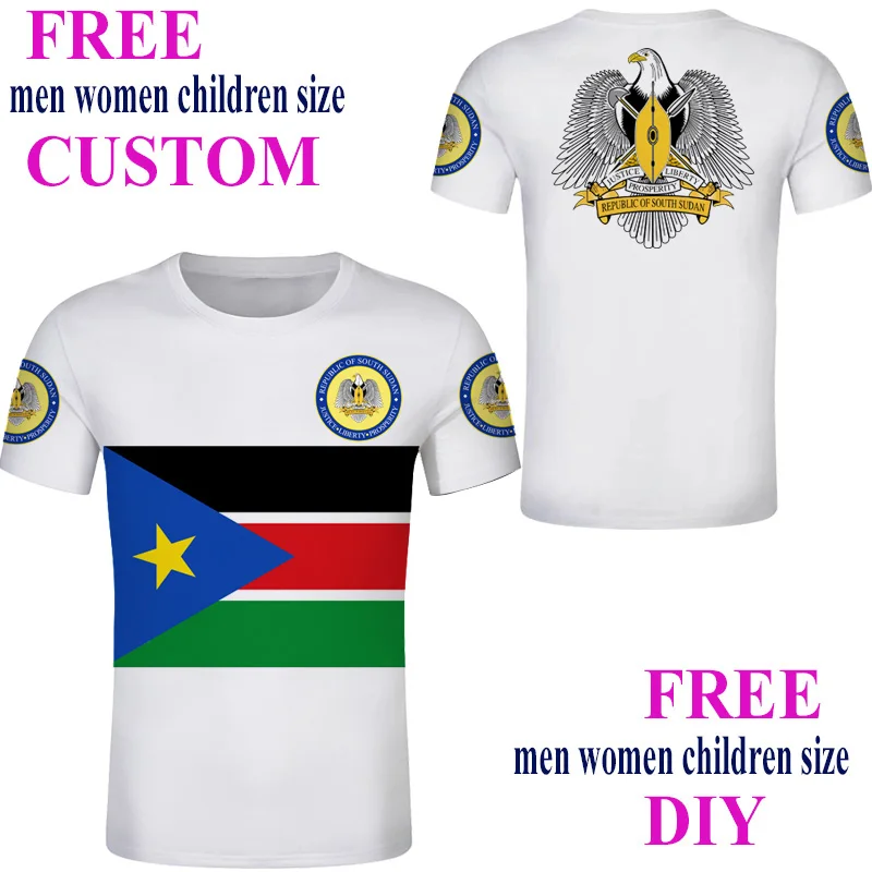 Южный Судан Мужская футболка на заказ синяя крутая уличная одежда Султан с