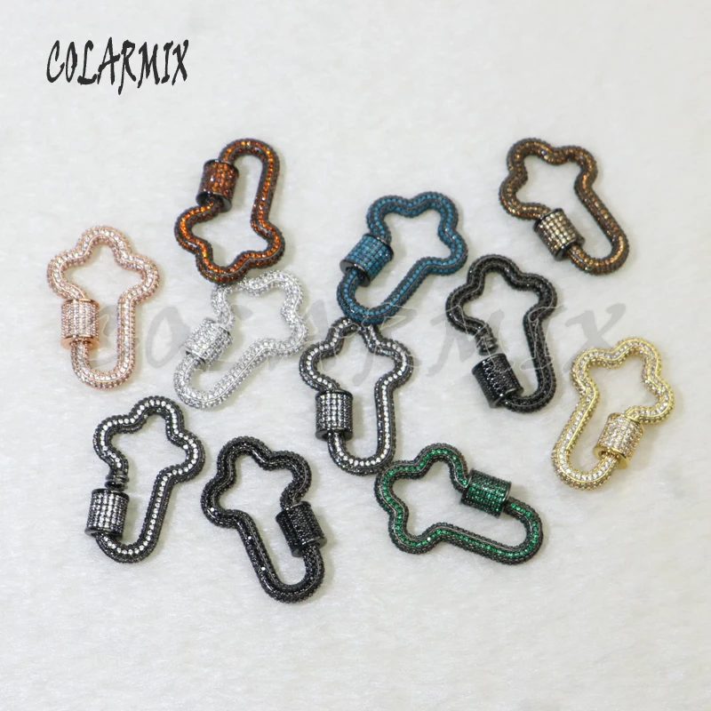 Подвеска с крестом из циркония 4 шт. спиральная застежка винтом ювелирный