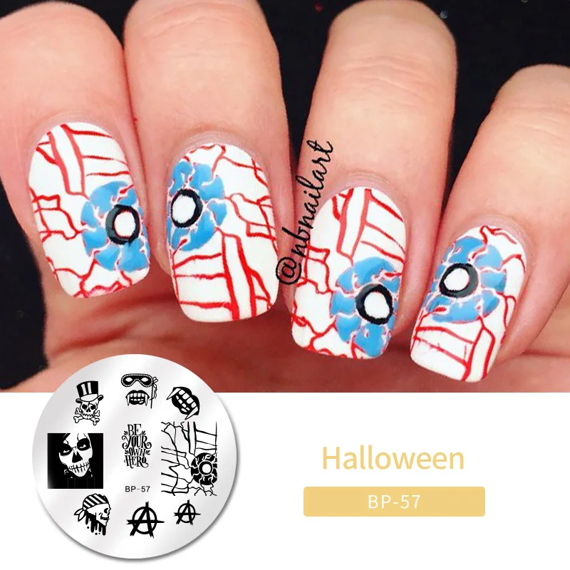 Halloween16 BORN PRETTY дизайн ногтей штамп штамповка шаблон цветок геометрии любовь DIY маникюр изображение пластины из нержавеющей стали дизайн ногтей трафарет - Цвет: Halloween16