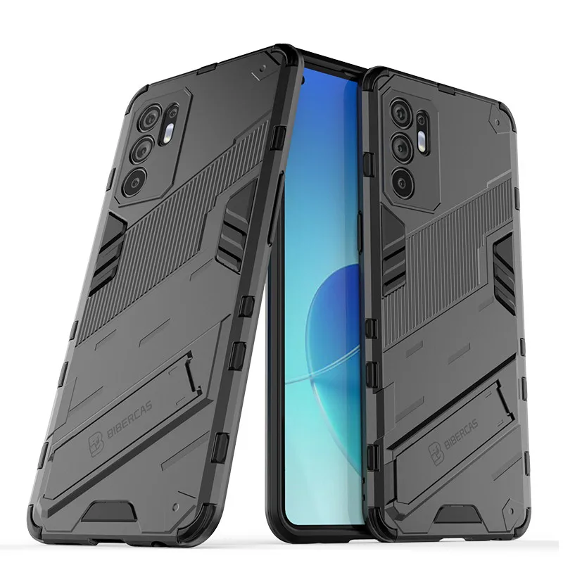 for oppo reno6 case punk stlye hard rubber armor bracket cover for reno6 4g case for oppo reno 6z 5z 6 5 4 lite a53 a93s a93 a95 free global shipping