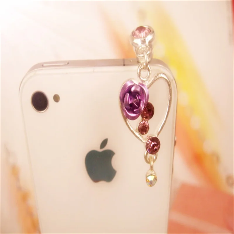 

2pcs/lot Peach Rose Shape High Quality Dustproof Plug For iPhone Smart Phone Anti Dust plug 3.5mm Earphone Jack
