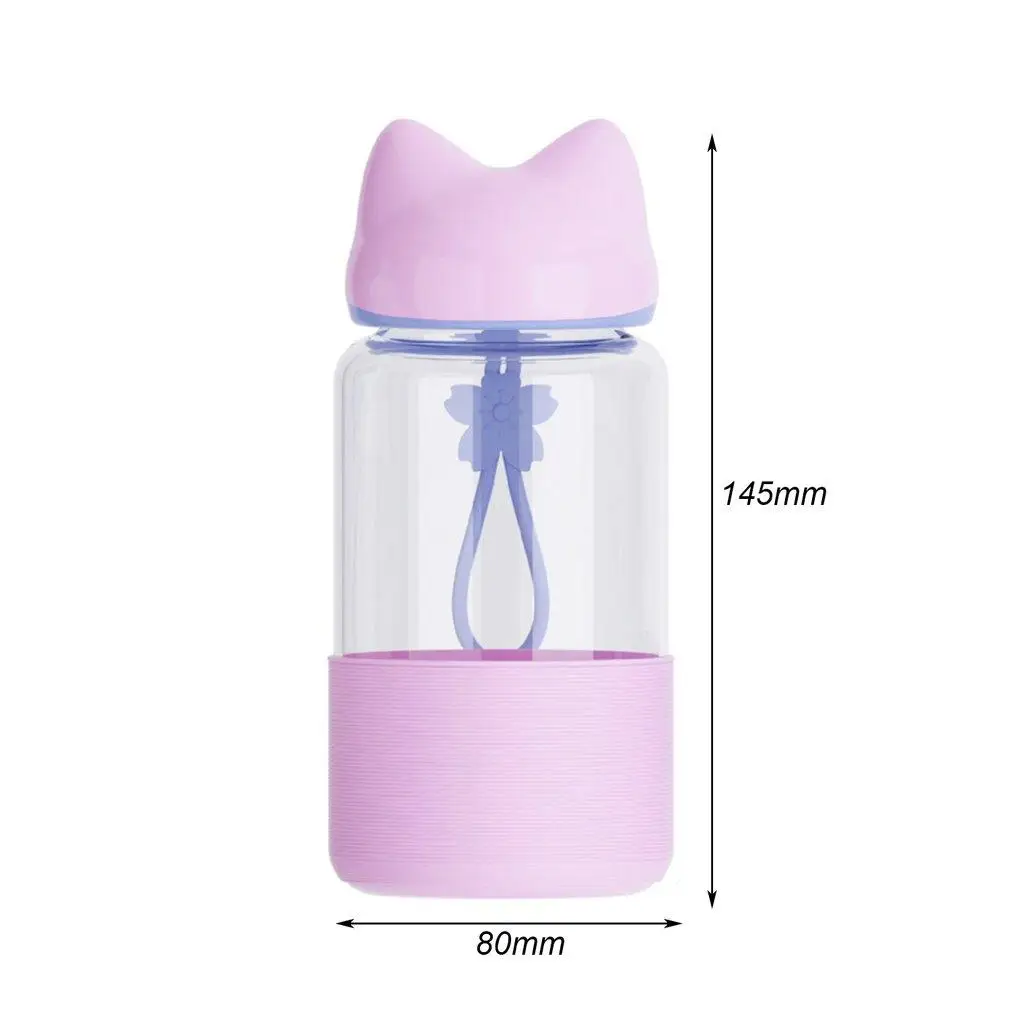 Прекрасная стеклянная бутылка для воды в форме лисы 300 мл напитков из