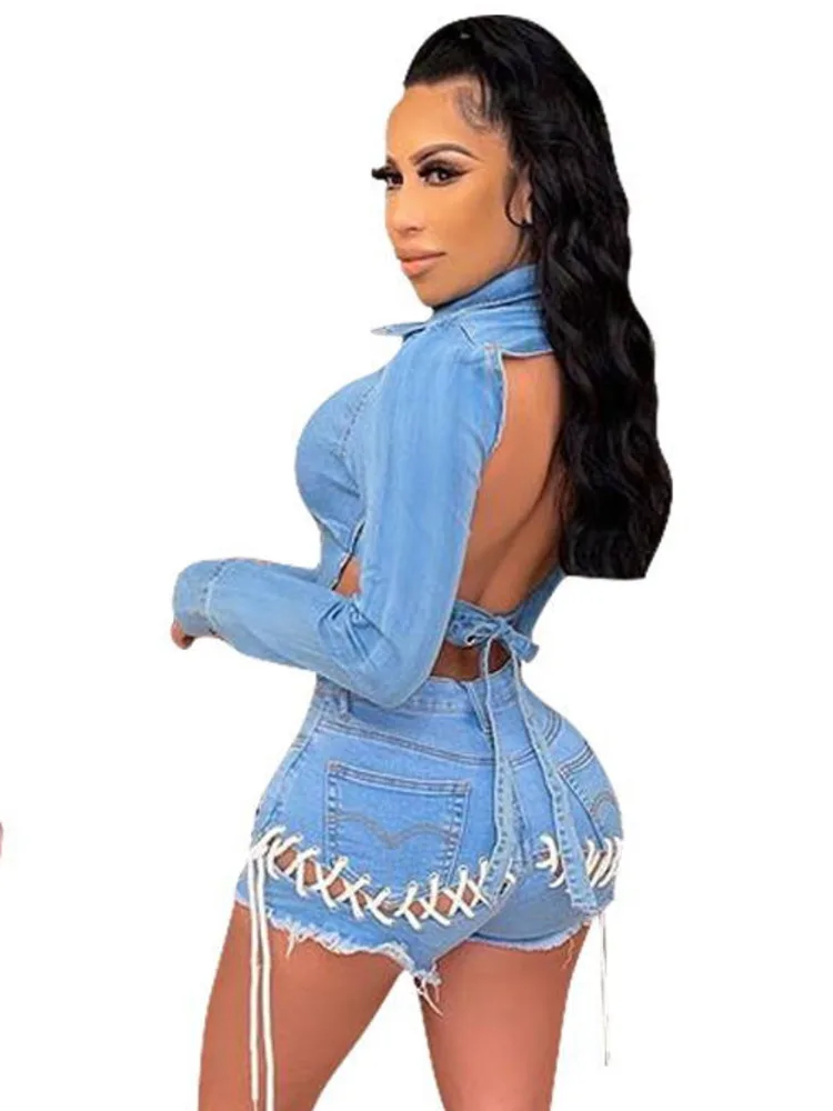 Женский комплект из 2 предметов укороченный топ с открытой спиной и отложным