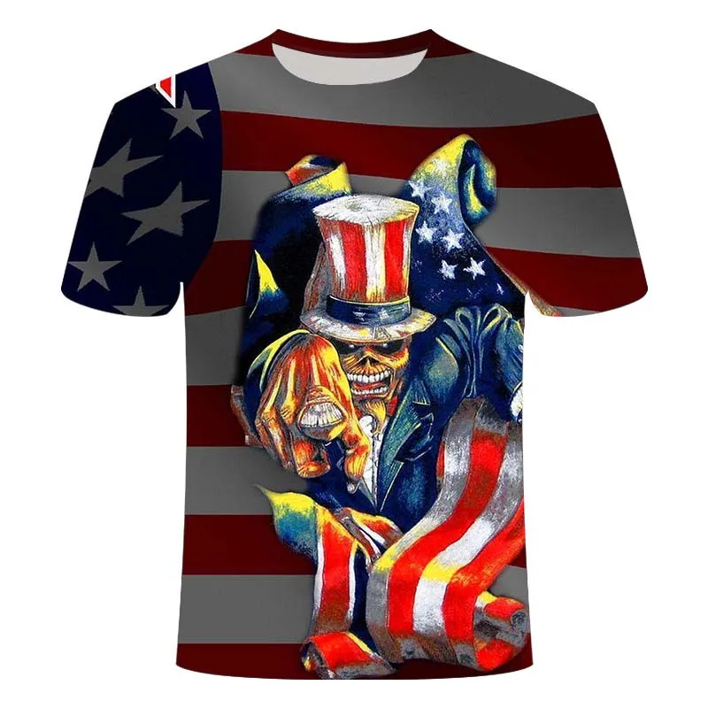 

Summer new men's polyester printing 3D personality casual fashion O-neck hip-hop short-sleeved T-shirt plus size