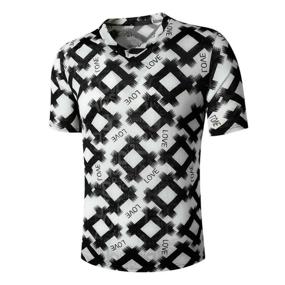 

Men's Casual Fashion Printed Summer Basic Short Sleeve T-shirt V-Neck Tops New