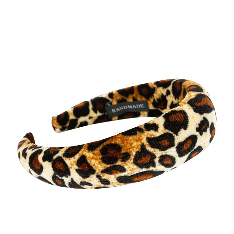 

Hot Style Leopard Print Hair Hoop Fashion Pleuche Wide-brimmed Ms Thick Sponge Head Buckle Head Hoop Wholesale