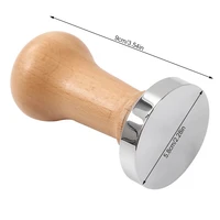 solid wood handle coffee tamper stainless steel press powder hammer squeezer thread base