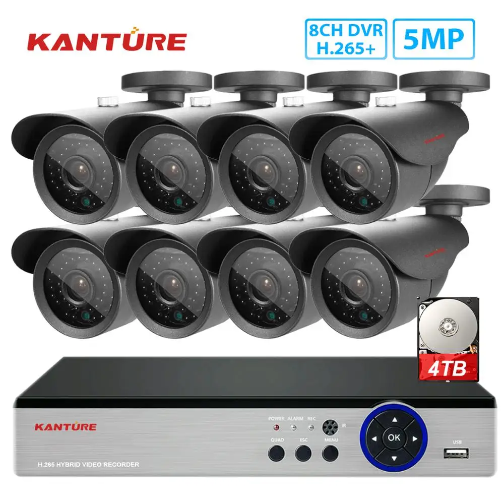 KANTURE h.265 + 8CH 5MP CCTV DVR система HD внутренняя наружная IP66 Камера Безопасности ИК Ночное