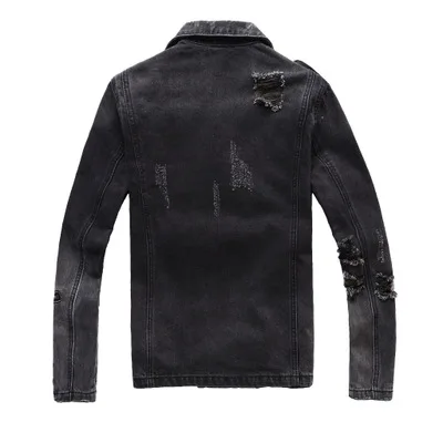 Fashion Men's Denim Jacket Black Zipper Multi Bag Punk Motorcycle Jeans 478009 | Мужская одежда