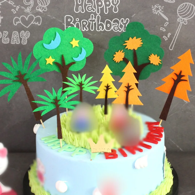 

Cake Insert Card Flags Baking Party Decoration Birthday Cake Card Insert Forest Bright Hot Air Balloon Cloud Series Small Trees