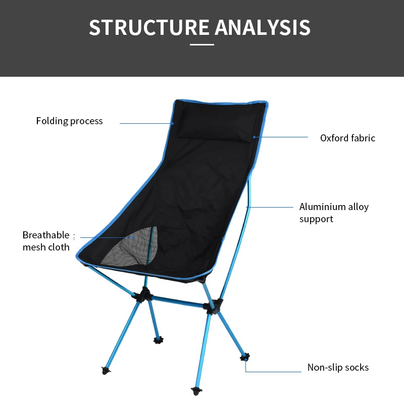 

Outdoor Ultralight Folding Moon Chairs Portable Fishing Camping Chair Foldable Backrest Seat Garden Office Home Furniture