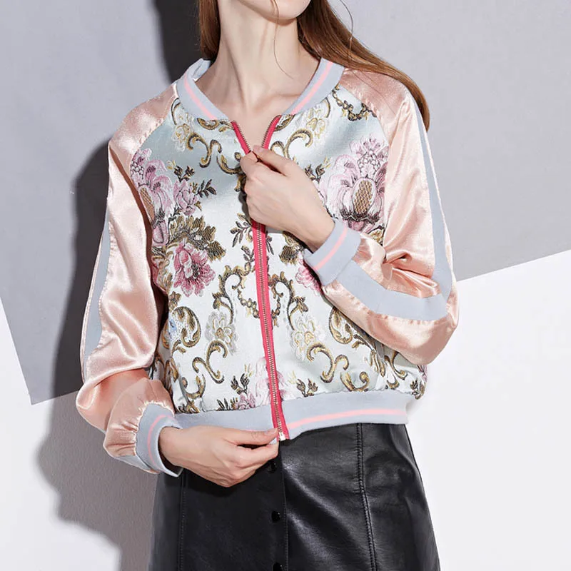 

Fashion Hip Hop Floral Embroidery Womens Bomber Jacket Casual Loose Fit Harajuku Punk Casaco Feminino Female Short Style Jackets