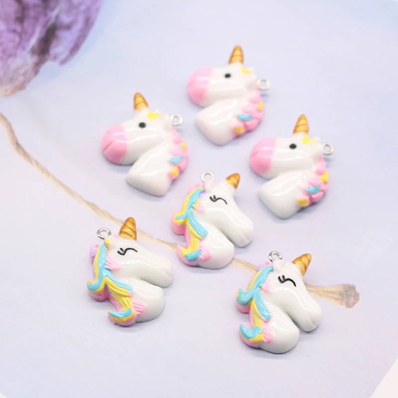 5 шт. милые белые подвески из смолы в виде единорога для сережек фурнитура сделай