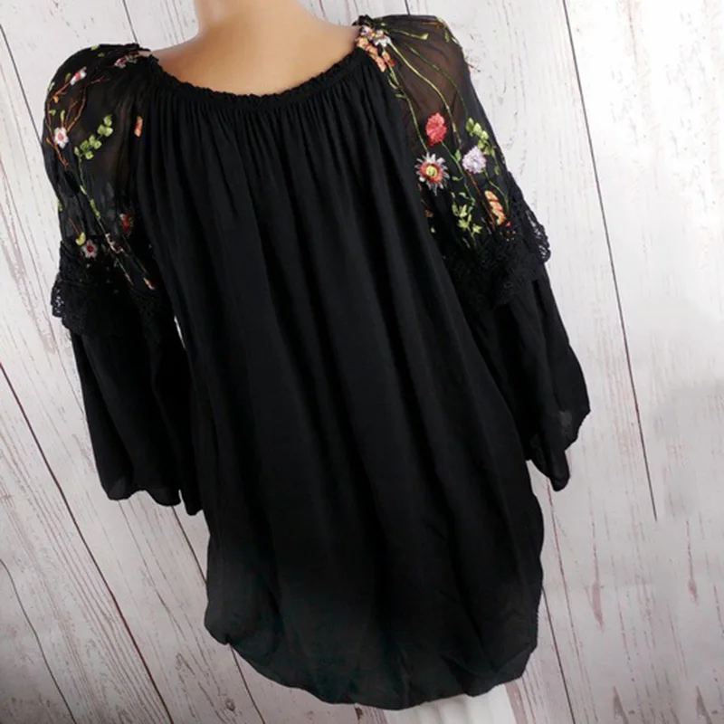 Women Long Sleeves Shirts Embroidery Loose Casual Blouse Tops for Summer JS24 |