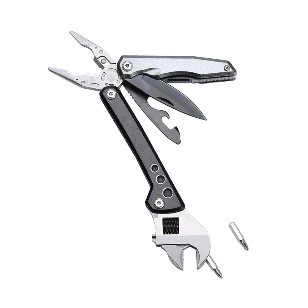 

Stainless Steel Multifunctional Spring Pliers Bottle Opener Screwdriver File Combination Tool Bicycle Wrench Pliers Outdoor Tool