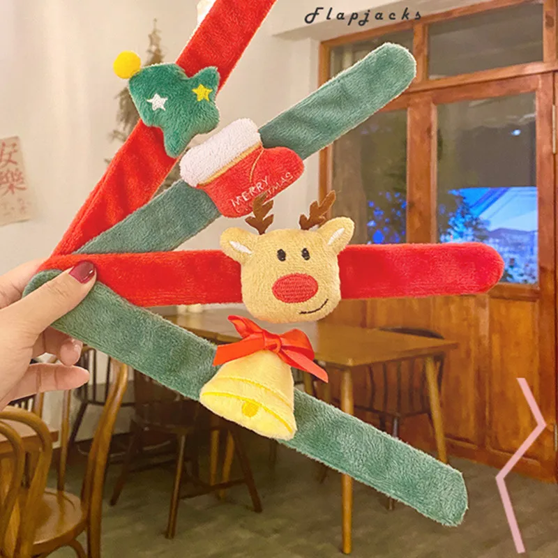 

New Christmas Decorations Cute Plush Bracelet Slap Circle Makeup Props Foreign Trade Pat Circle Watch Children's Christmas Gift