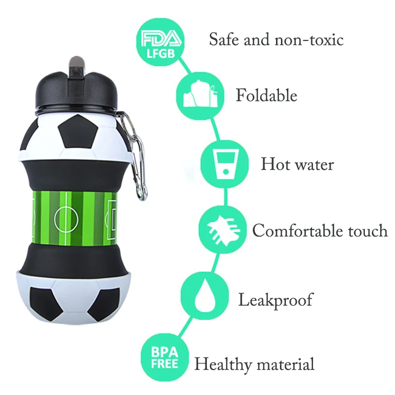 Folding Water Bottle Leakproof Portable Sports Plastic Kettle Travel Hiking Office School Healthy Material Kids Water Bottle