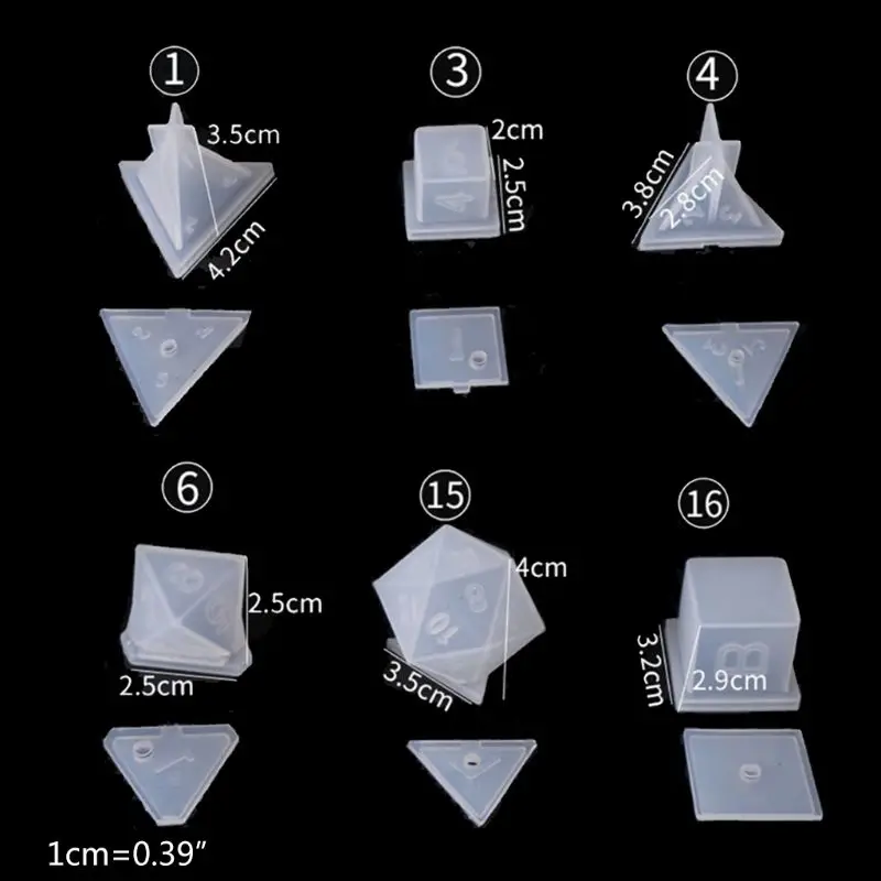 

9 Shapes Diy Crystal Epoxy Mold Triangle Square Fillet Shape Multi-spec Digital Game High Mirror Dice Mold Silicone Mould Making