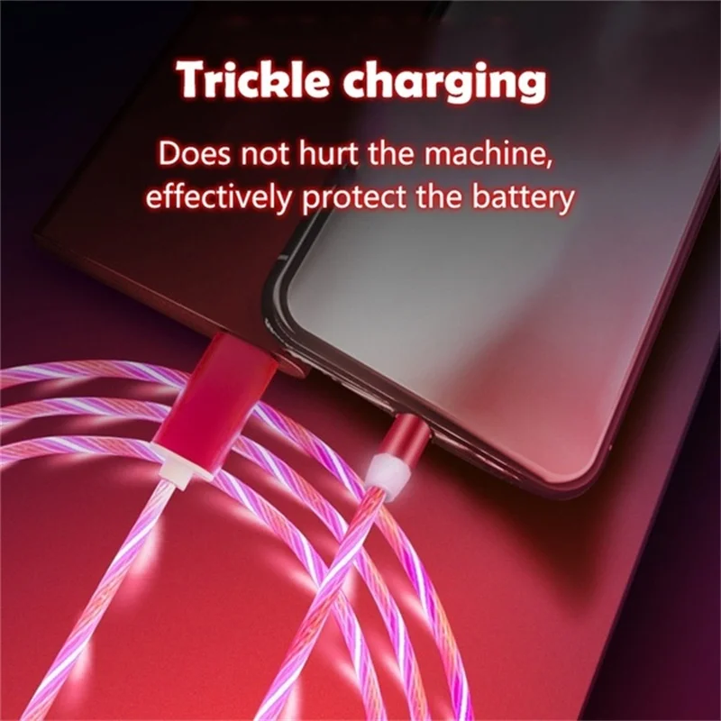 Магнитный USB кабель световой поток светодиодный кабель для iPhone XR X 7 8 Micro type C зарядное устройство Быстрая зарядка магнит Зарядка Тип C