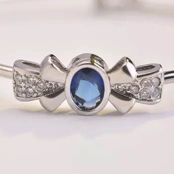 

Stylish Bow Sapphire Bracelet Women Plated 925 Silver Bracelet Japanese-Korean Simple Diamond-encrusted Silver Bracelet H270