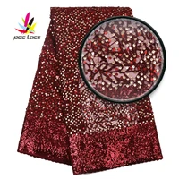 sequins net lace sequence colourful mesh wine red african sales french latest nigerian fabric 2019 high quality for dress
