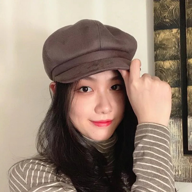 SHALUOTAOTAO Модные женские шапки осень-зима модные замшевые кепки газетчика Снэпбэк