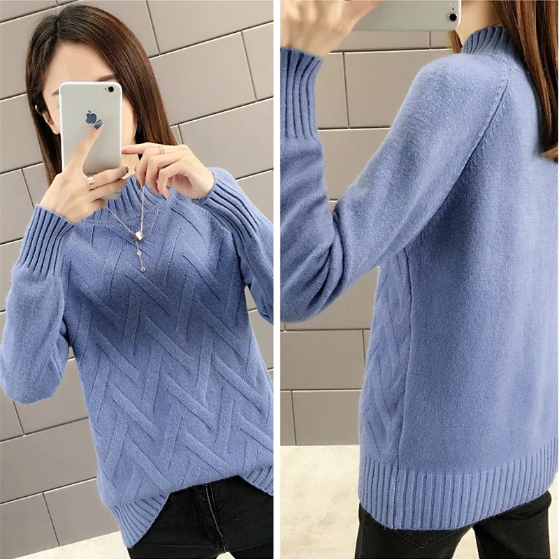 

2020 New Spring Autumn Sweater Women Turtleneck Plus size Long Sleeve Sweaters Pullovers Knitted Jumper Shirt Female Tops 3XL