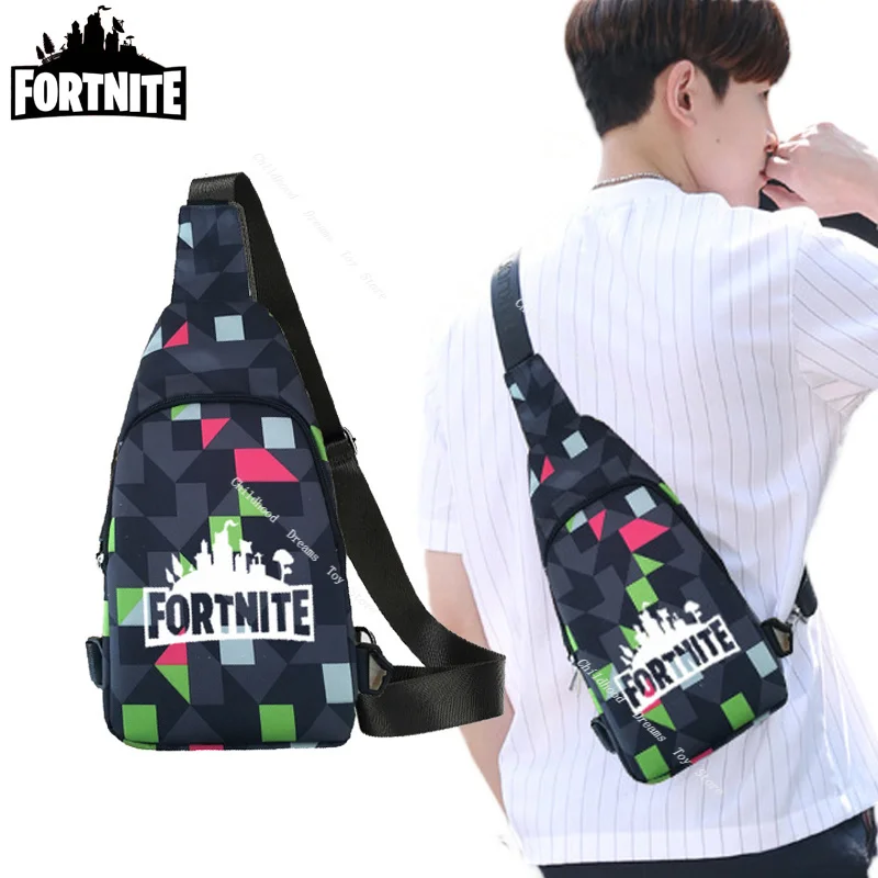 

Fortnite Men Shoulder Backpack Luminous USB Children Boys Cycling Sports Travel Bags School Campus Single Shoulder Messenger Bag