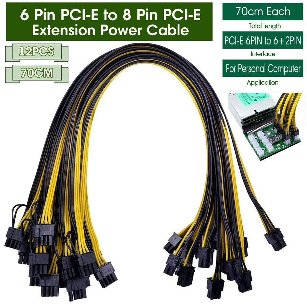 

12 Pieces Of Data Cable Computer Link Other Equipment 6pin To Dual 8pin Graphics Card Power Supply Cable 6+2 Graphics Card Cable