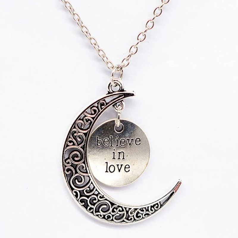 Crescent Moon Necklaces Pendant Vintage Gothic Lotus Star Dog Paw Prints Heart Tower Angel Saturn Choker Necklace For Women images - 6