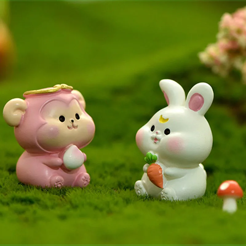 Мини-мышь из зодиака кролик тигр дракон пейзаж украшение садовая смола украшения