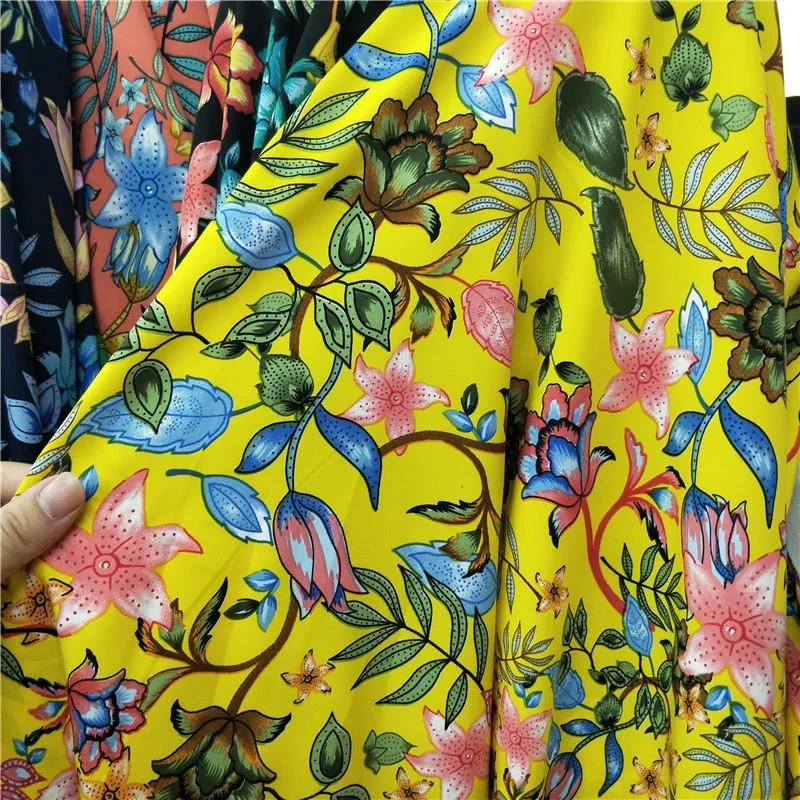 

Hawaiian Style Impenetrable Floral Print Fabric Fashion Light Luxury Shirt Holiday Dress Ribbons Apparel Fabric Sewing