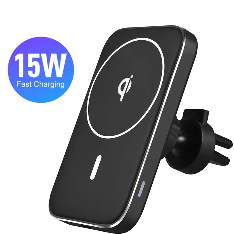 

2 In1 Magnetic Car Wireless Charger Qi 15w Fast Charging Mount Air Vent Phone Stand For Iphone 12 ProMax Mini Magnet Car Holder