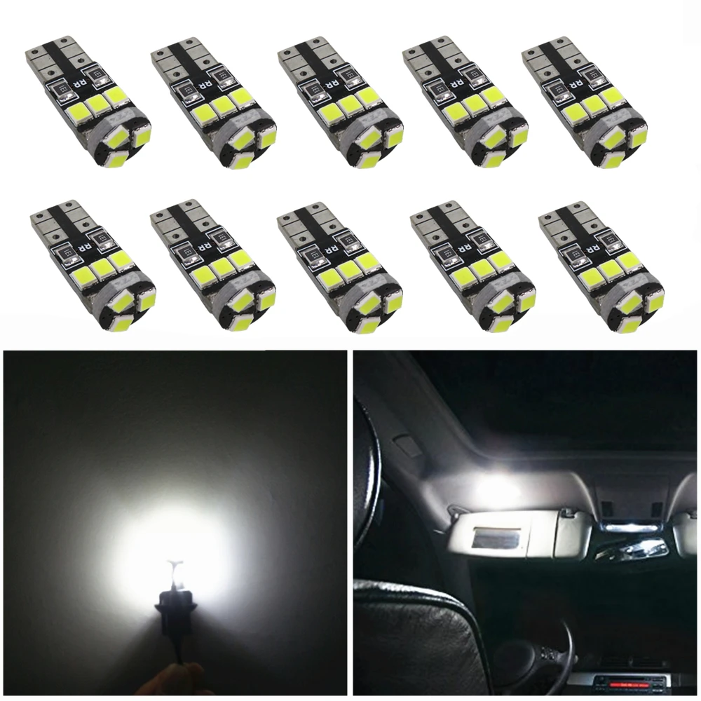 WLJH 10 шт. T10 белый Canbus W5W светодиодный автомобильный светильник ошибок 9SMD 2835